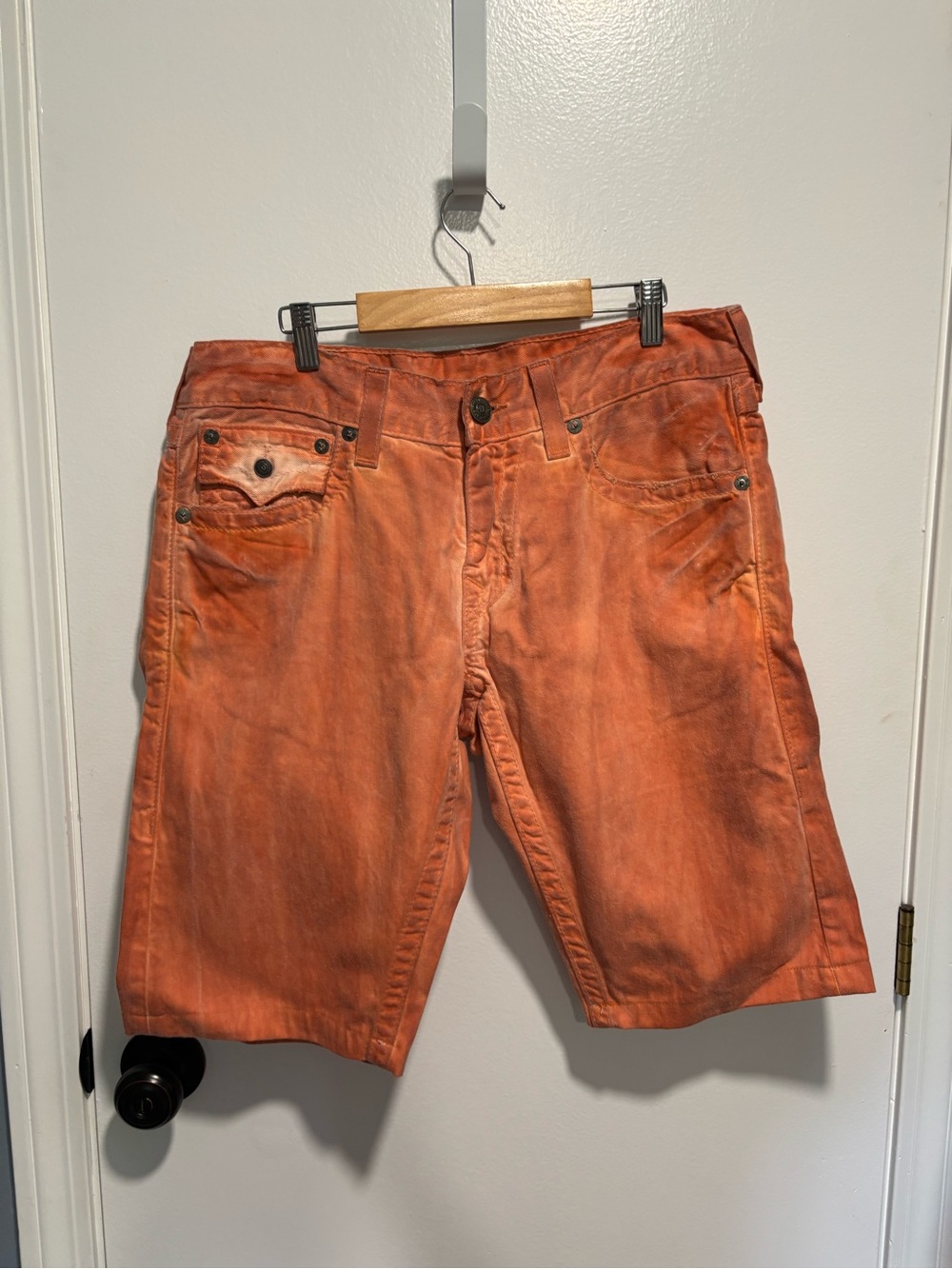 True Religion Men's Orange Jean Shorts